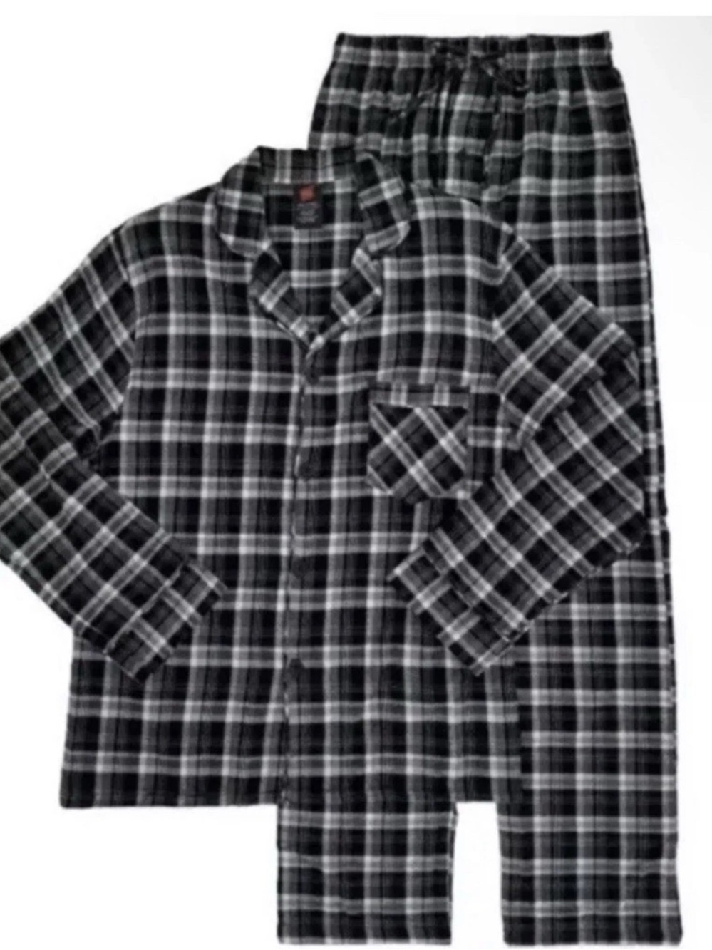 Black Plaid Men’s Pajama Set - Cozy Flannel Top & Pants